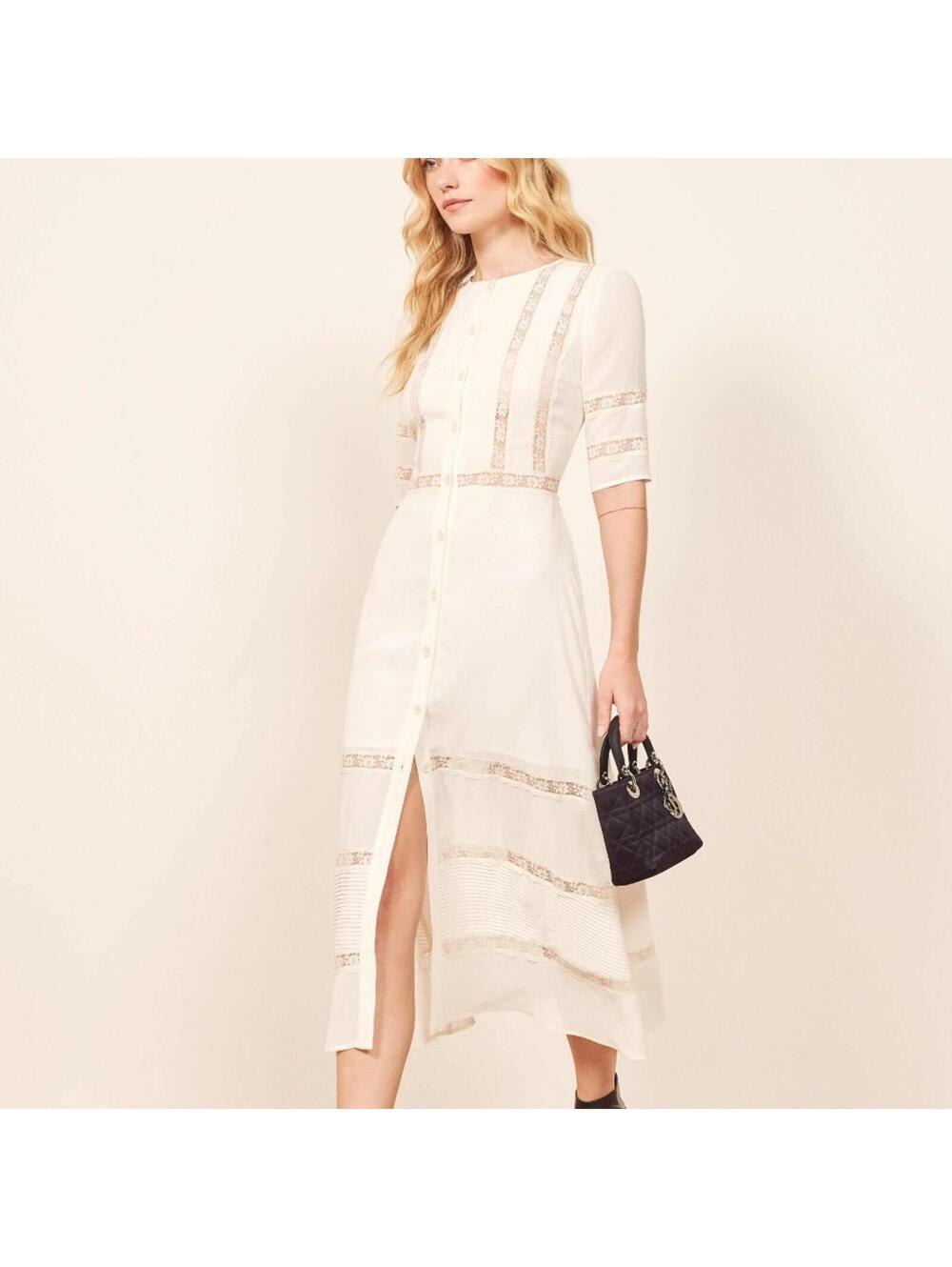 NWOT Reformation Surrey Dress Ivory Cottagecore Size 4